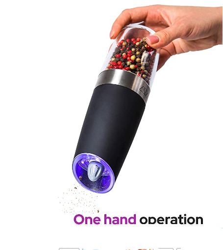 KSL Gravity Electric Salt and Pepper Grinder Set - Batteries included - One  Hand Mills - Top Gift 